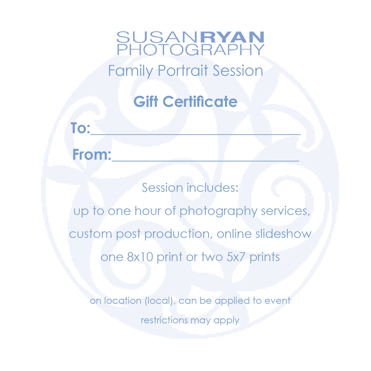 Gift Certificate for Family Portrait Session